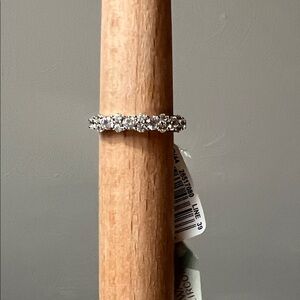 Elegant Silver Band with Clear Stones